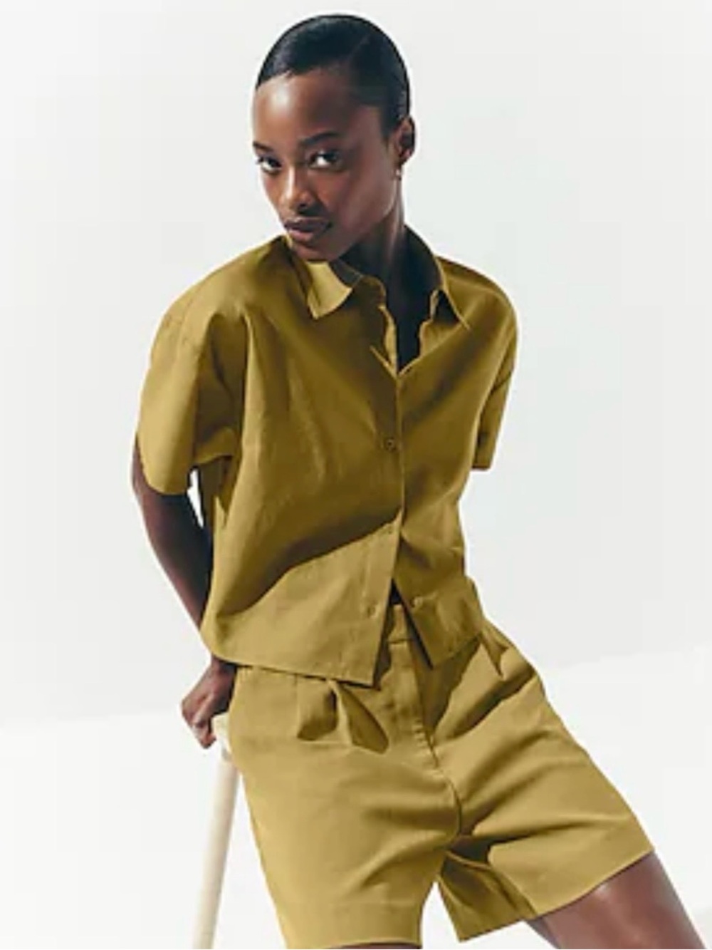 NWT Express Linen Blend Cropped Shirt